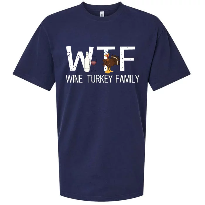 Wtf Wine Turkey Family Funny Thanksgiving Sueded Cloud Jersey T-Shirt