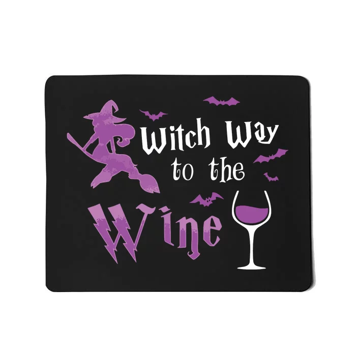 Witch Way To The Wine Funny Drinking Party Halloween Graphic Long Sleeve Mousepad