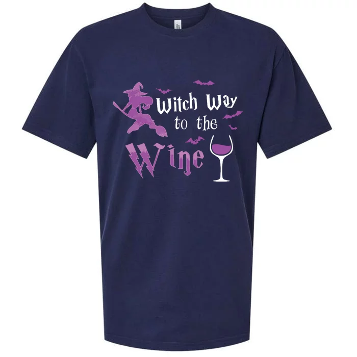 Witch Way To The Wine Funny Drinking Party Halloween Graphic Long Sleeve Sueded Cloud Jersey T-Shirt