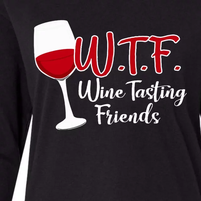 Wtf Wine Tasting Friends Drinking Gift Womens Cotton Relaxed Long Sleeve T-Shirt