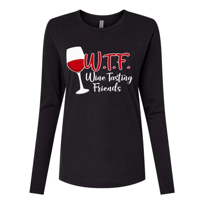 Wtf Wine Tasting Friends Drinking Gift Womens Cotton Relaxed Long Sleeve T-Shirt