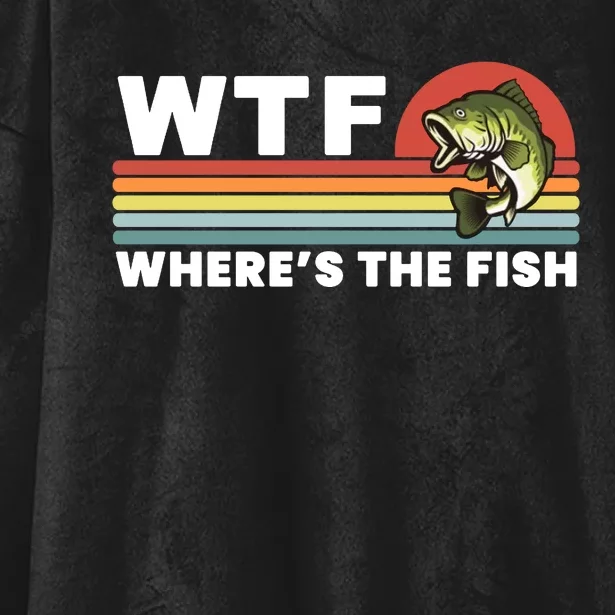 WTF Where's The Fish Funny Fisherman Hooded Wearable Blanket