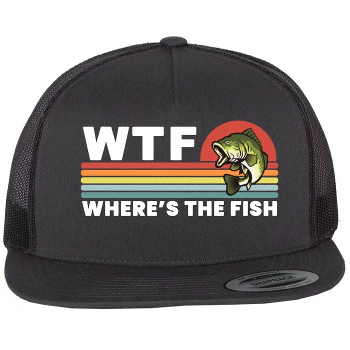 WTF Where's The Fish Funny Fisherman Flat Bill Trucker Hat