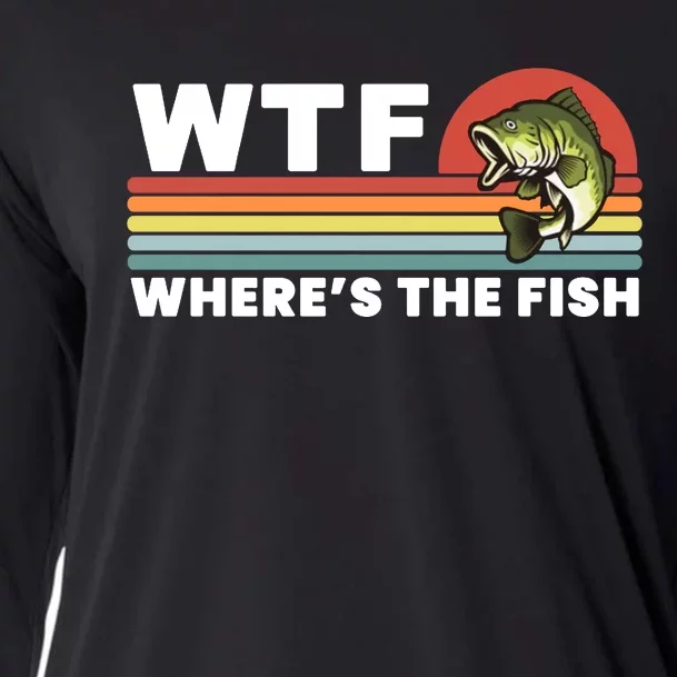 WTF Where's The Fish Funny Fisherman Cooling Performance Long Sleeve Crew