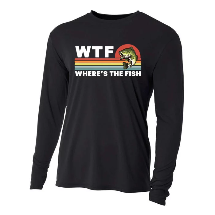 WTF Where's The Fish Funny Fisherman Cooling Performance Long Sleeve Crew