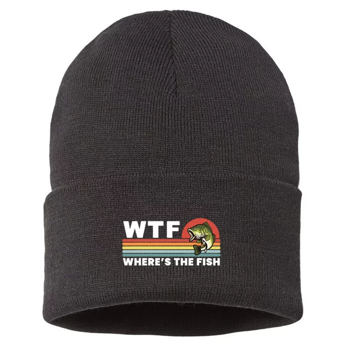 WTF Where's The Fish Funny Fisherman Sustainable Knit Beanie