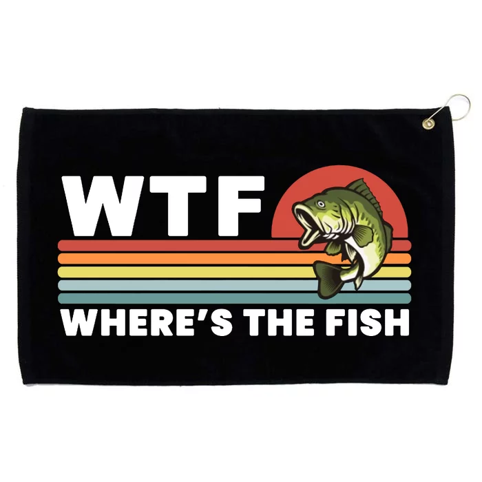 WTF Where's The Fish Funny Fisherman Grommeted Golf Towel