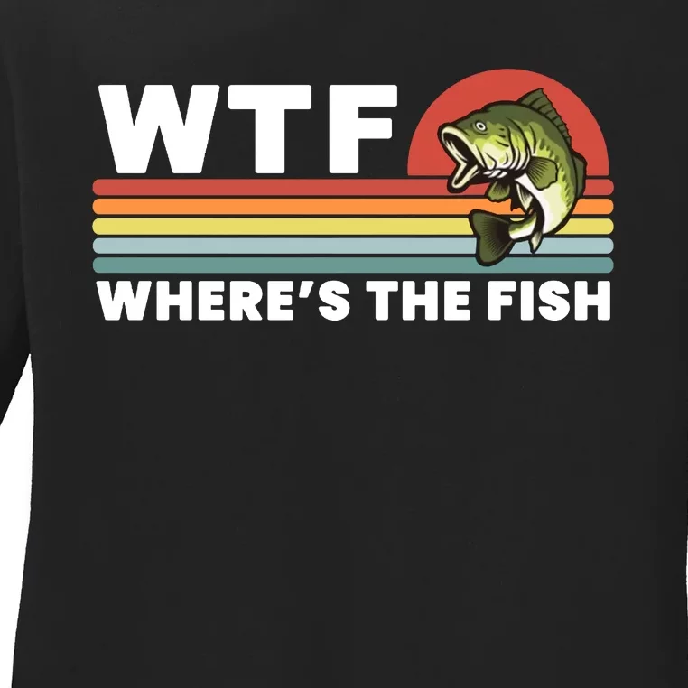 WTF Where's The Fish Funny Fisherman Ladies Long Sleeve Shirt