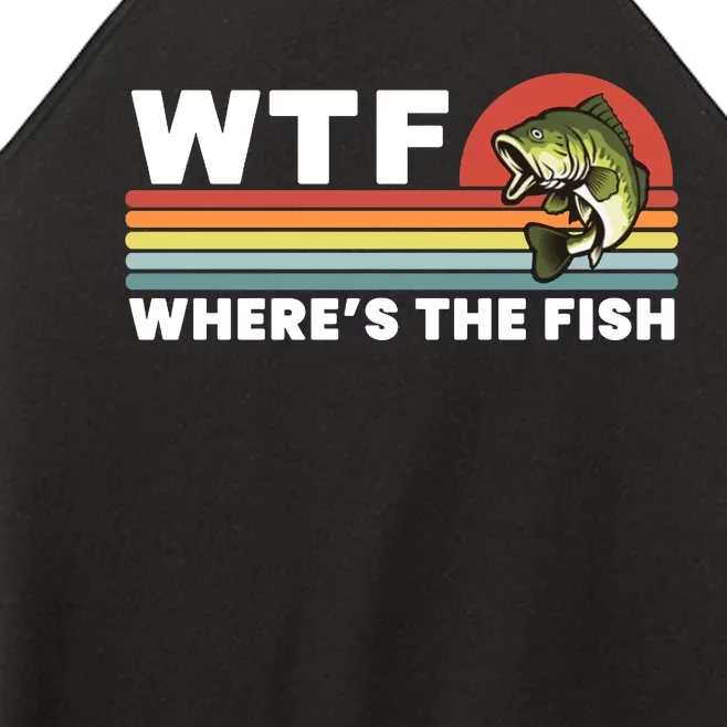 WTF Where's The Fish Funny Fisherman Women’s Perfect Tri Rocker Tank