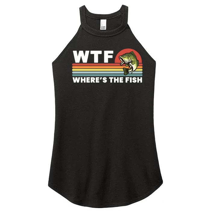 WTF Where's The Fish Funny Fisherman Women’s Perfect Tri Rocker Tank