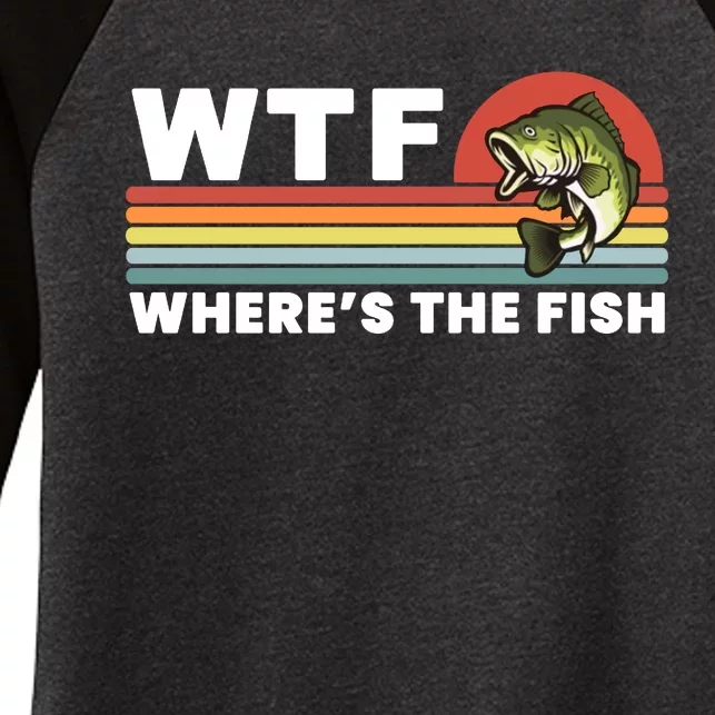 WTF Where's The Fish Funny Fisherman Women's Tri-Blend 3/4-Sleeve Raglan Shirt