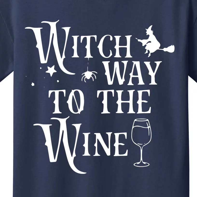 Witch Way To The Wine Funny Halloween Costume Kids T-Shirt