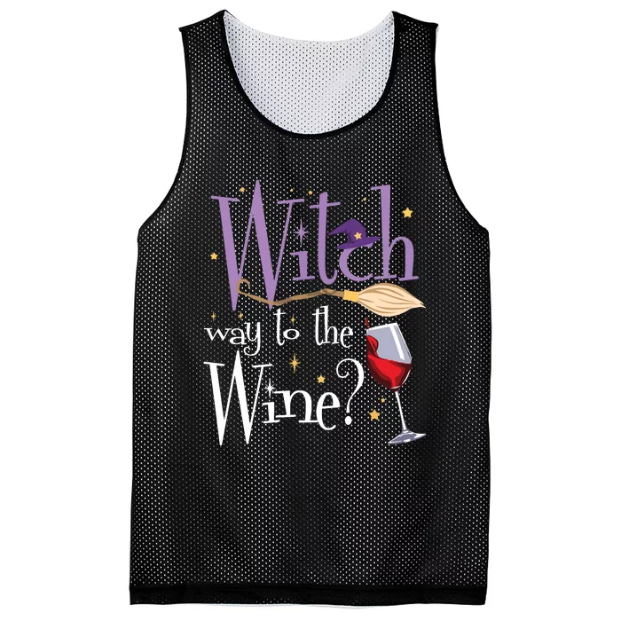 Witch Way To The Wine Halloween Drinking For Wiccan Witches Mesh Reversible Basketball Jersey Tank