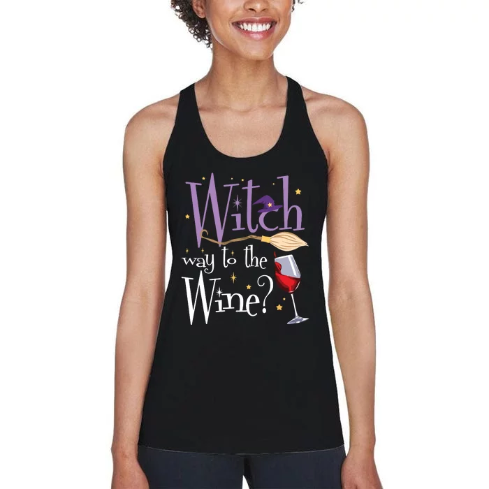 Witch Way To The Wine Halloween Drinking For Wiccan Witches Women's Racerback Tank