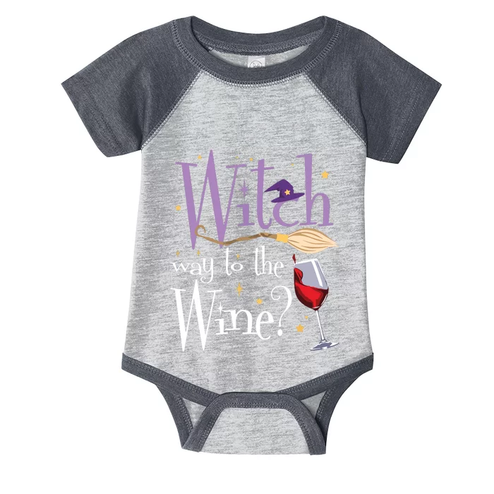 Witch Way To The Wine Halloween Drinking For Wiccan Witches Infant Baby Jersey Bodysuit