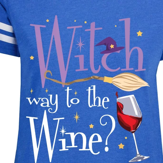 Witch Way To The Wine Halloween Drinking For Wiccan Witches Enza Ladies Jersey Football T-Shirt