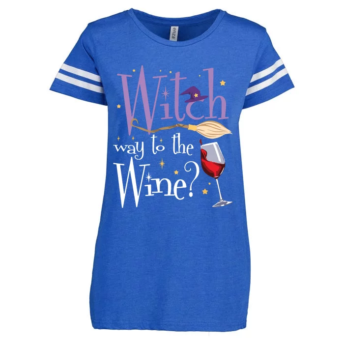 Witch Way To The Wine Halloween Drinking For Wiccan Witches Enza Ladies Jersey Football T-Shirt