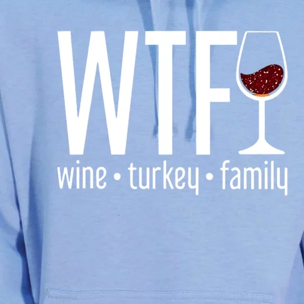 Wtf Wine Turkey Family Funny Thanksgiving Unisex Surf Hoodie