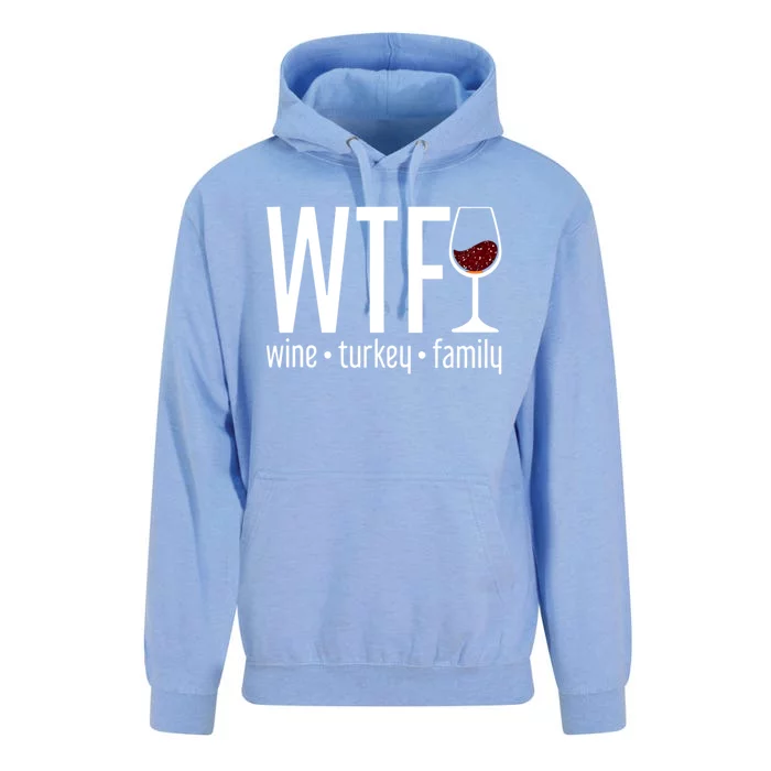 Wtf Wine Turkey Family Funny Thanksgiving Unisex Surf Hoodie