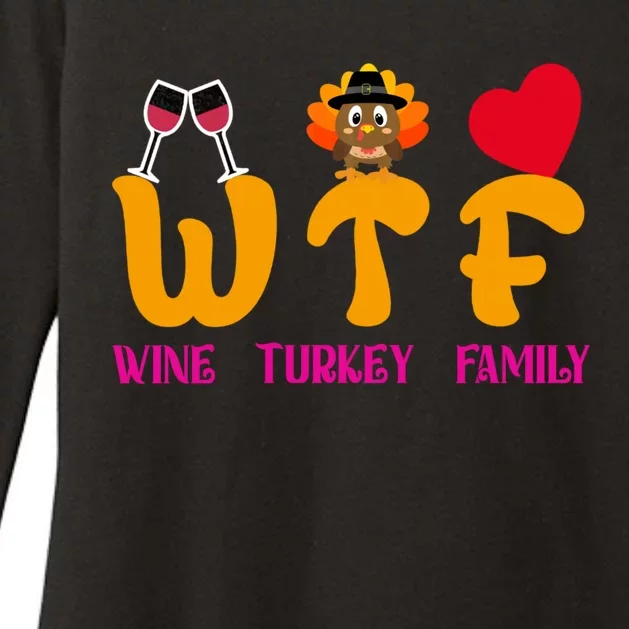 Wtf Wine Turkey Family Funny Thanksgiving Women Womens CVC Long Sleeve Shirt