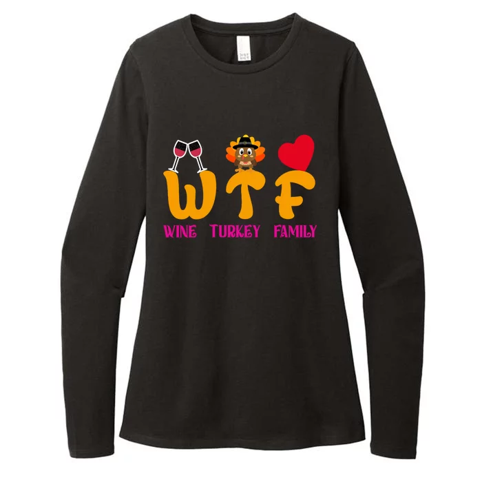 Wtf Wine Turkey Family Funny Thanksgiving Women Womens CVC Long Sleeve Shirt