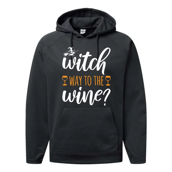 Witch Way To The Wine Halloween Funny Performance Fleece Hoodie