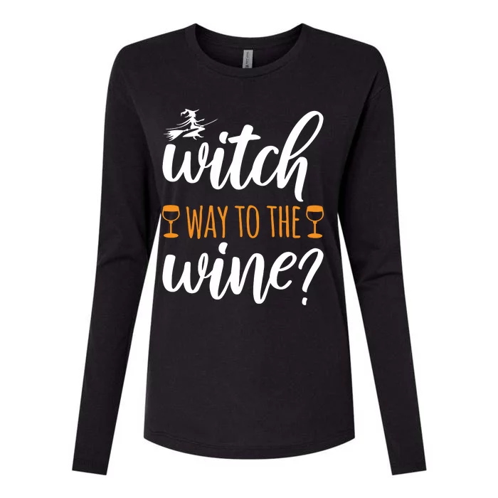 Witch Way To The Wine Halloween Funny Womens Cotton Relaxed Long Sleeve T-Shirt