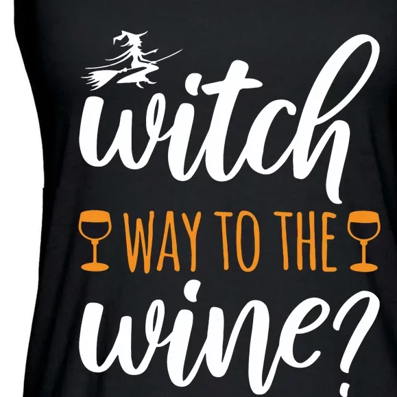 Witch Way To The Wine Halloween Funny Ladies Essential Flowy Tank