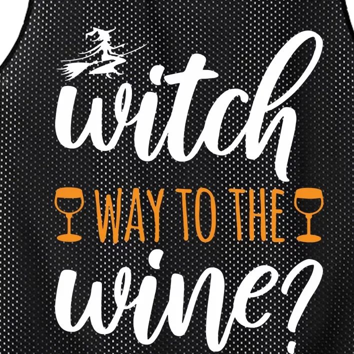 Witch Way To The Wine Halloween Funny Mesh Reversible Basketball Jersey Tank