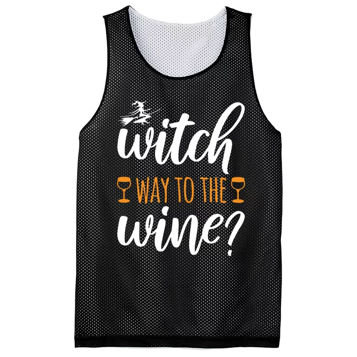 Witch Way To The Wine Halloween Funny Mesh Reversible Basketball Jersey Tank