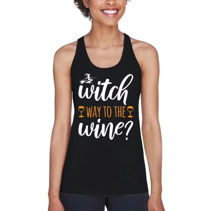 Witch Way To The Wine Halloween Funny Women's Racerback Tank