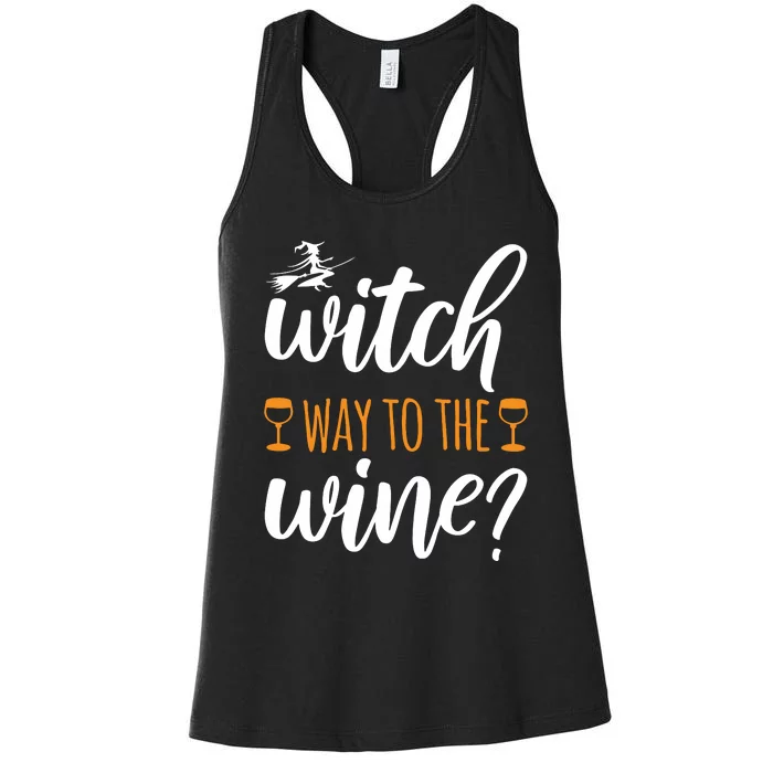 Witch Way To The Wine Halloween Funny Women's Racerback Tank