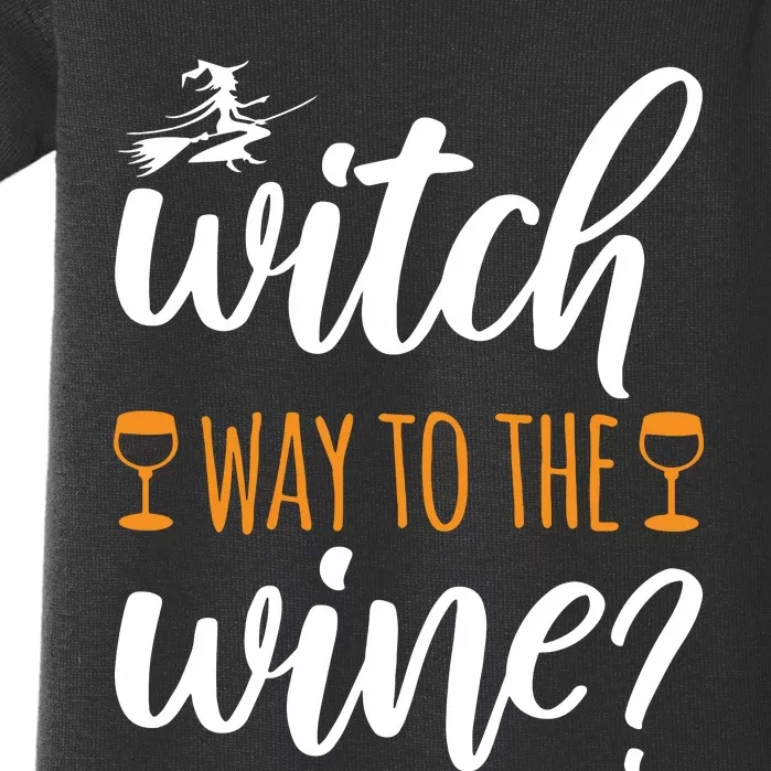 Witch Way To The Wine Halloween Funny Baby Bodysuit