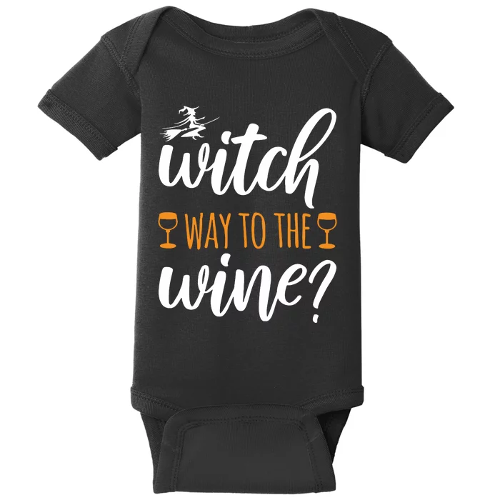 Witch Way To The Wine Halloween Funny Baby Bodysuit