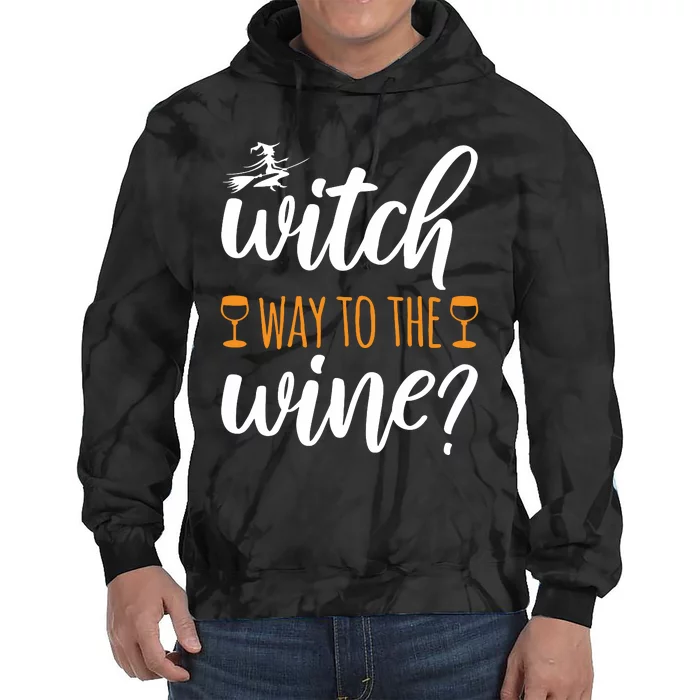 Witch Way To The Wine Halloween Funny Tie Dye Hoodie