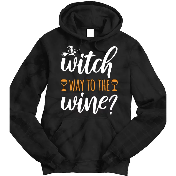 Witch Way To The Wine Halloween Funny Tie Dye Hoodie