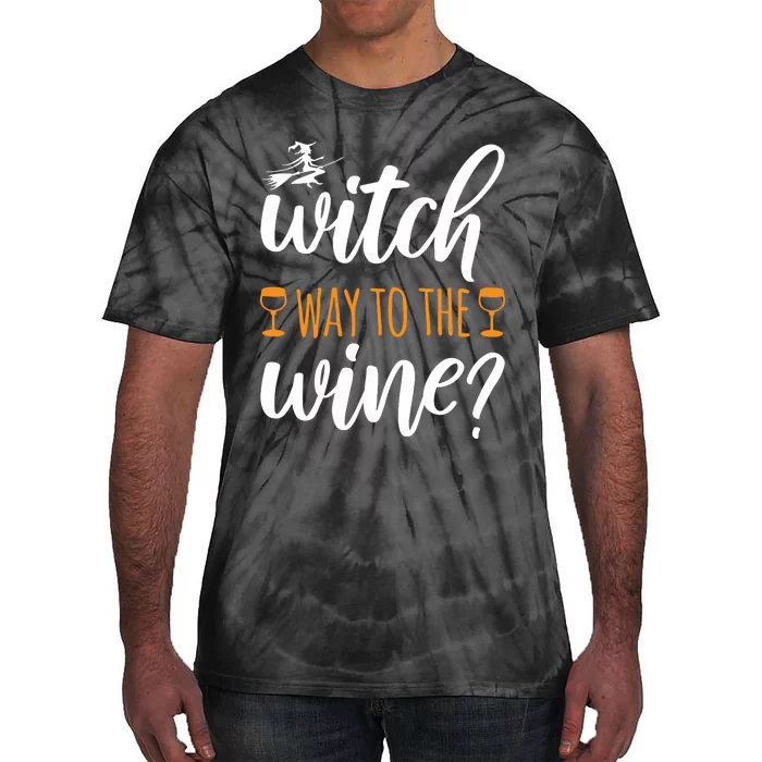 Witch Way To The Wine Halloween Funny Tie-Dye T-Shirt