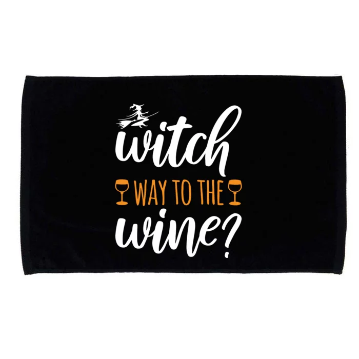 Witch Way To The Wine Halloween Funny Microfiber Hand Towel