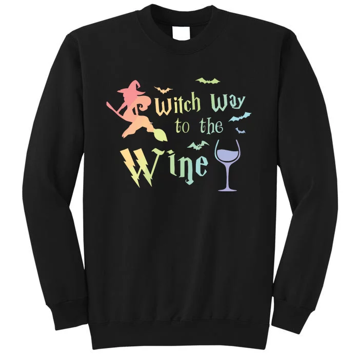 Witch Way To The Wine Halloween Wine Lover Rainbow Women Fun Sweatshirt