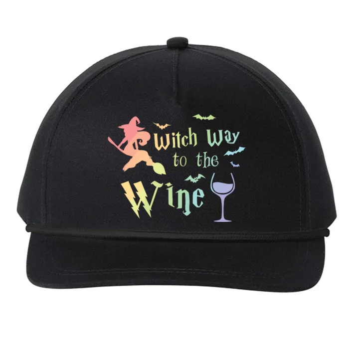 Witch Way To The Wine Halloween Wine Lover Rainbow Women Fun Snapback Five-Panel Rope Hat