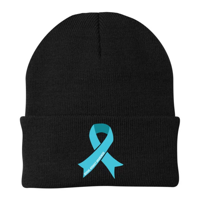 We Wear Teal Ribbon Sexual Assault Awareness Knit Cap Winter Beanie