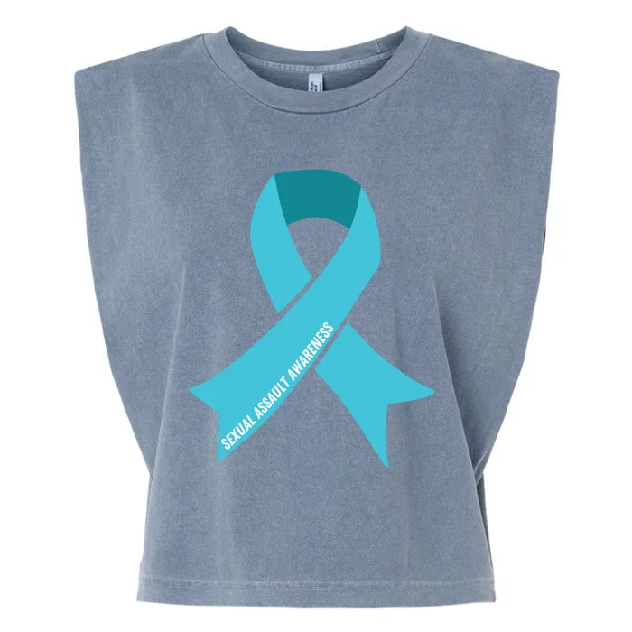 We Wear Teal Ribbon Sexual Assault Awareness Garment-Dyed Women's Muscle Tee