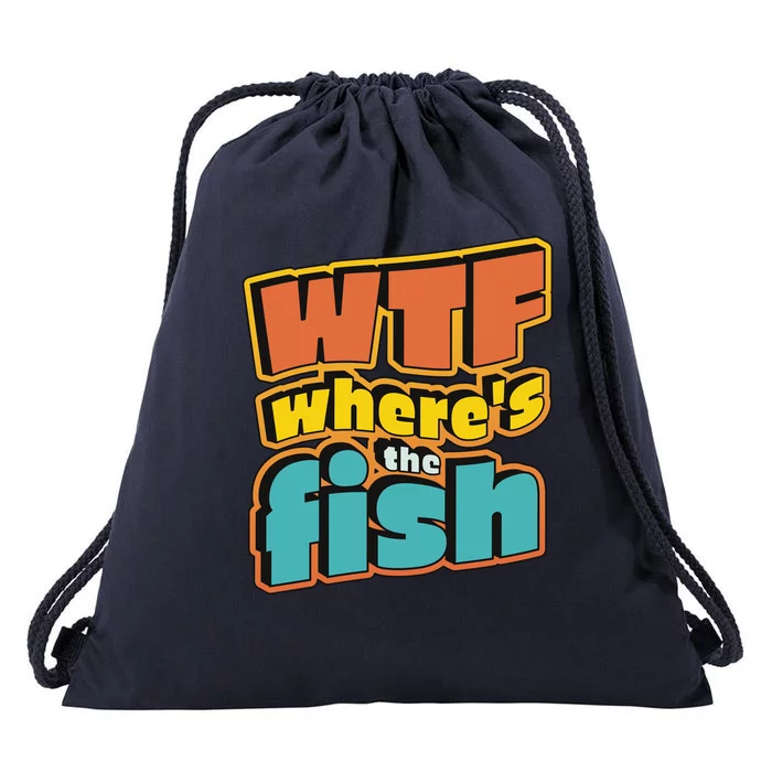 WTF Where's The Fish Funny Drawstring Bag