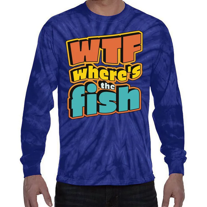 WTF Where's The Fish Funny Tie-Dye Long Sleeve Shirt