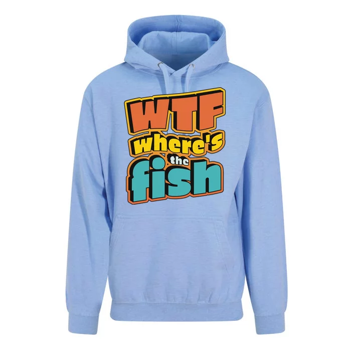 WTF Where's The Fish Funny Unisex Surf Hoodie