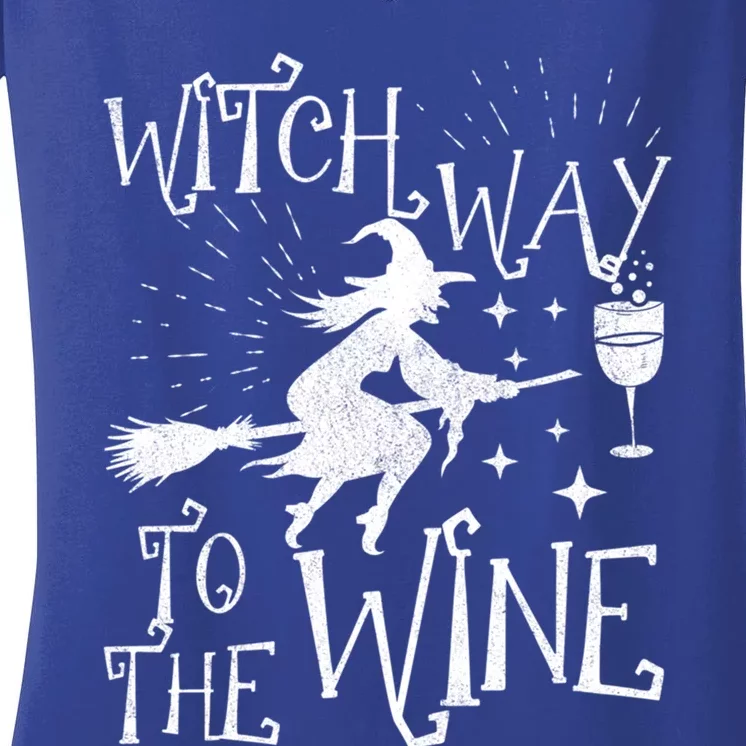 Witch Way To The Wine Witch Halloween Cool Gift Women's V-Neck T-Shirt