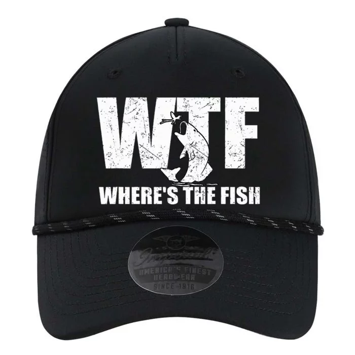 WTF Where's The Fish Funny Fishing Gifts Fathers Day Performance The Dyno Cap