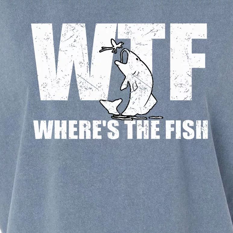 WTF Where's The Fish Funny Fishing Gifts Fathers Day Garment-Dyed Women's Muscle Tee