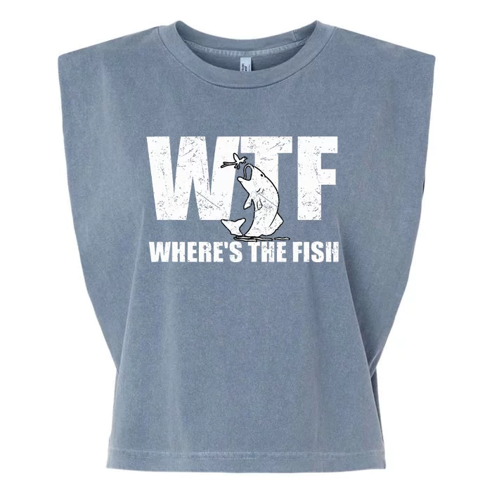 WTF Where's The Fish Funny Fishing Gifts Fathers Day Garment-Dyed Women's Muscle Tee