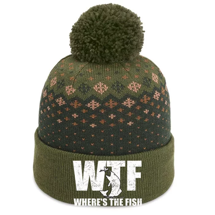 WTF Where's The Fish Funny Fishing Gifts Fathers Day The Baniff Cuffed Pom Beanie